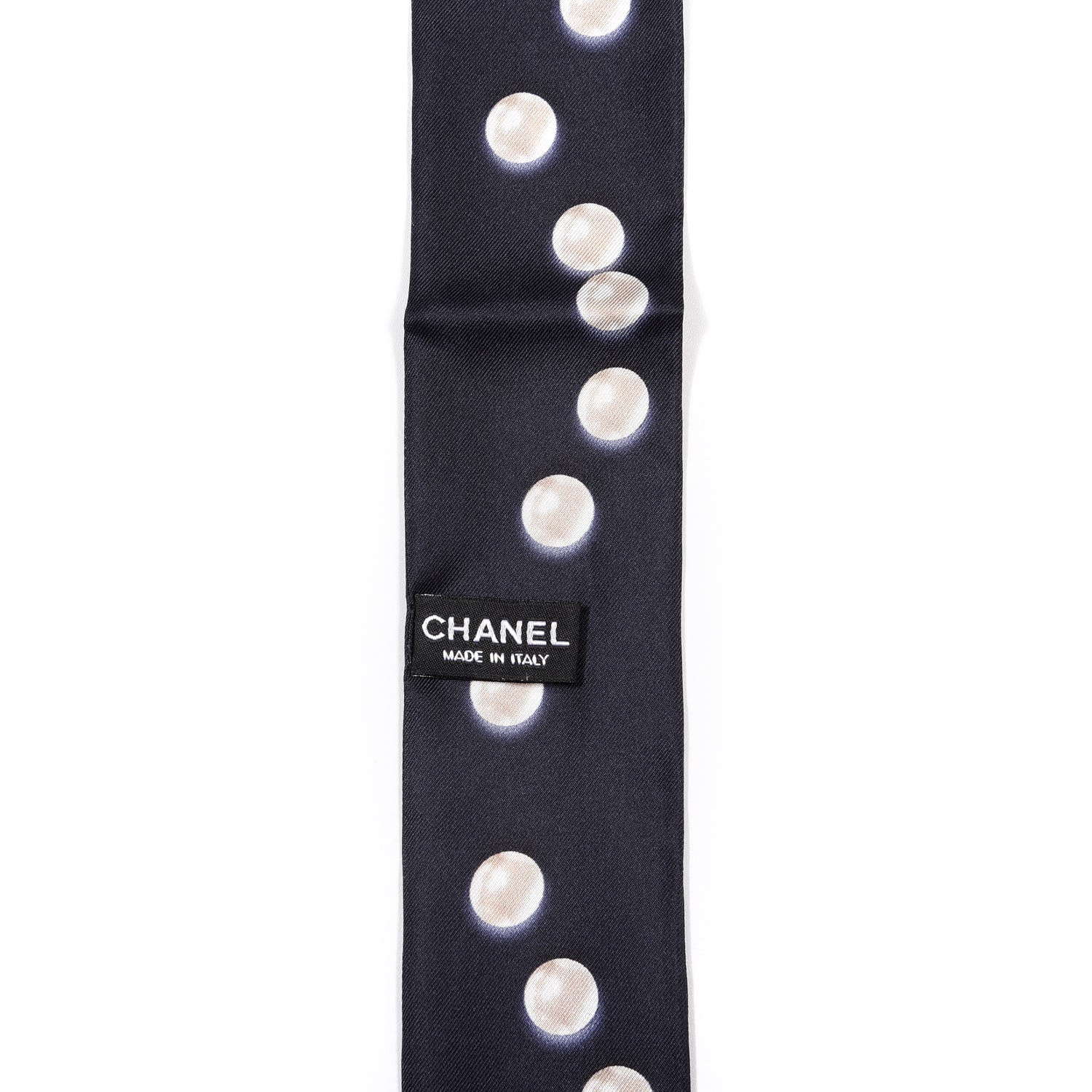Chanel Silk Pearl CC Slim Bandeau Scarf Navy 2 of 4