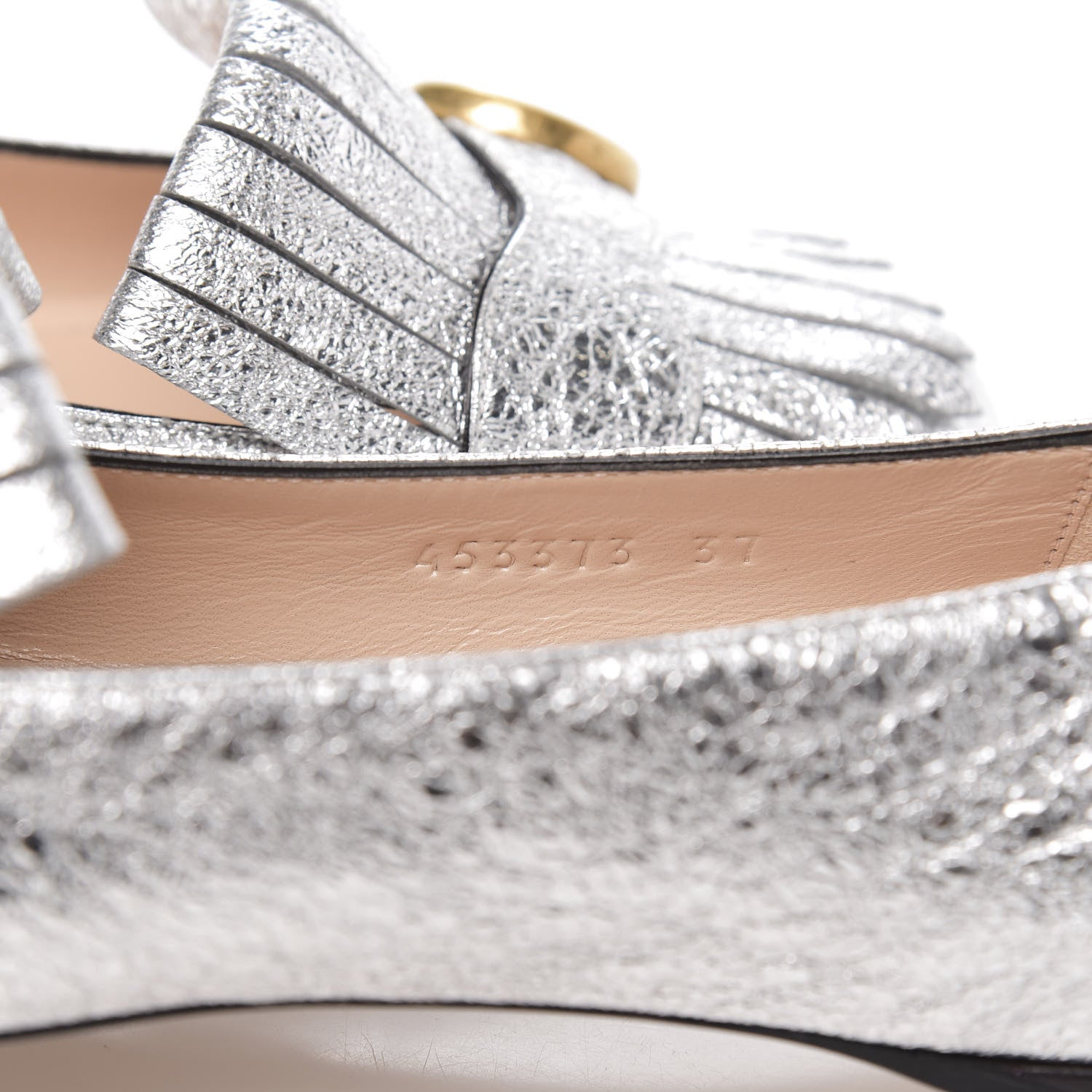 Gucci Galassia GG Marmont Fringe Flats 37 Argento 7 of 9