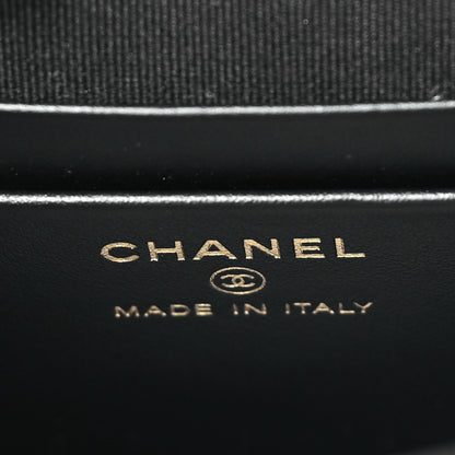 Chanel Shiny Aged Calfskin Quilted Top Handle Clutch With Chain Black 6 of 9