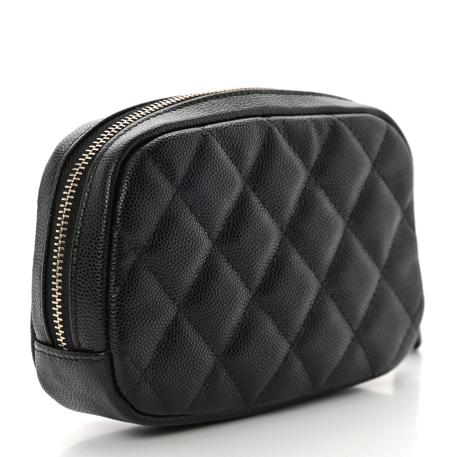 Chanel Caviar Quilted Small Curvy Pouch Cosmetic Case Black 3 of 10