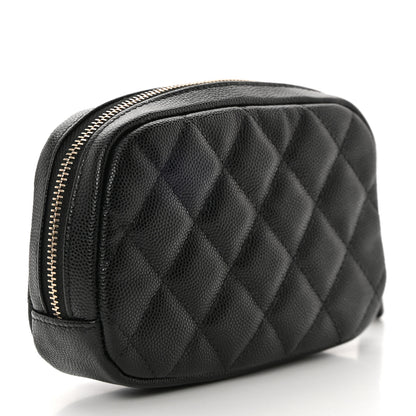 Chanel Caviar Quilted Small Curvy Pouch Cosmetic Case Black 3 of 10