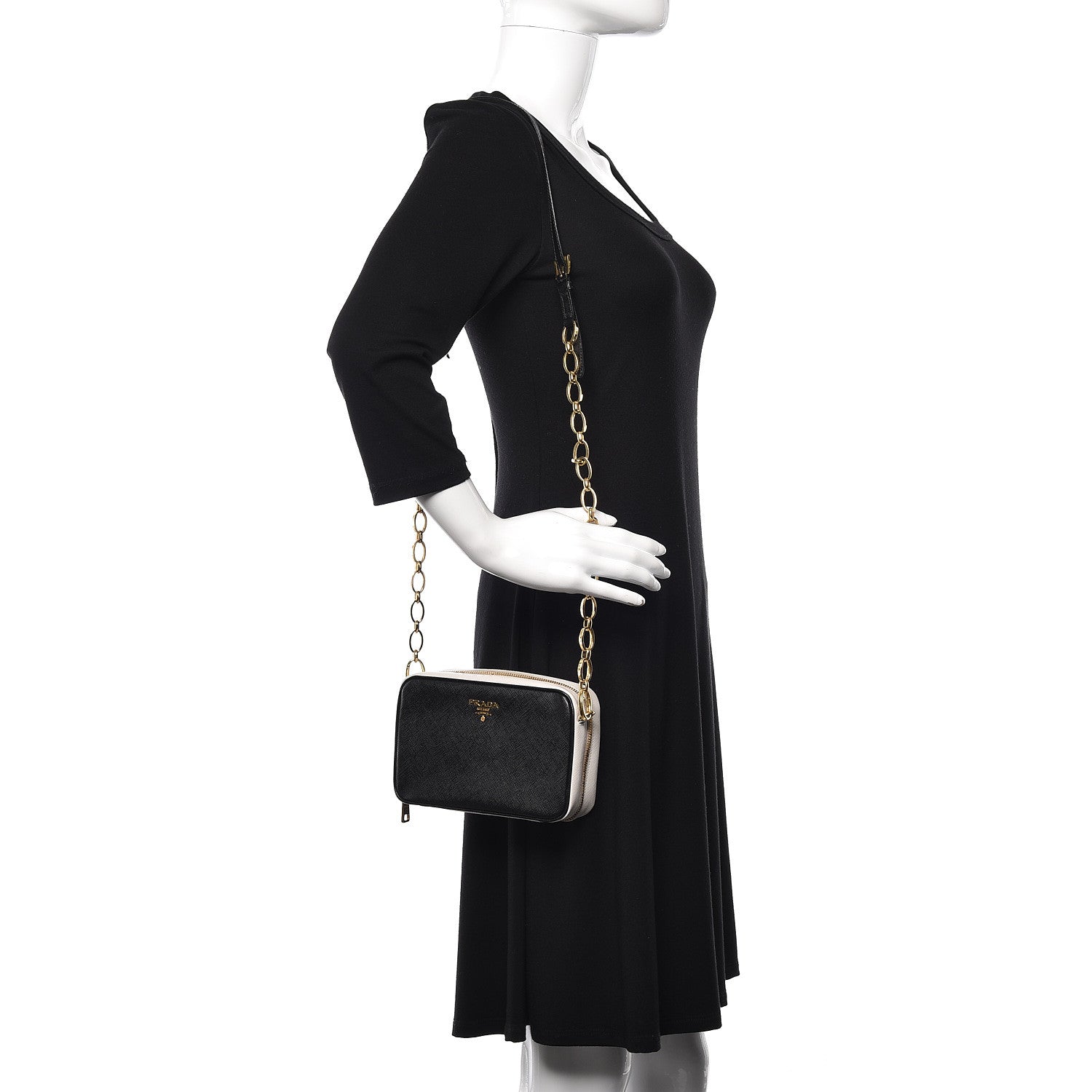 Prada Saffiano Camera Crossbody Black Talco 2 of 9