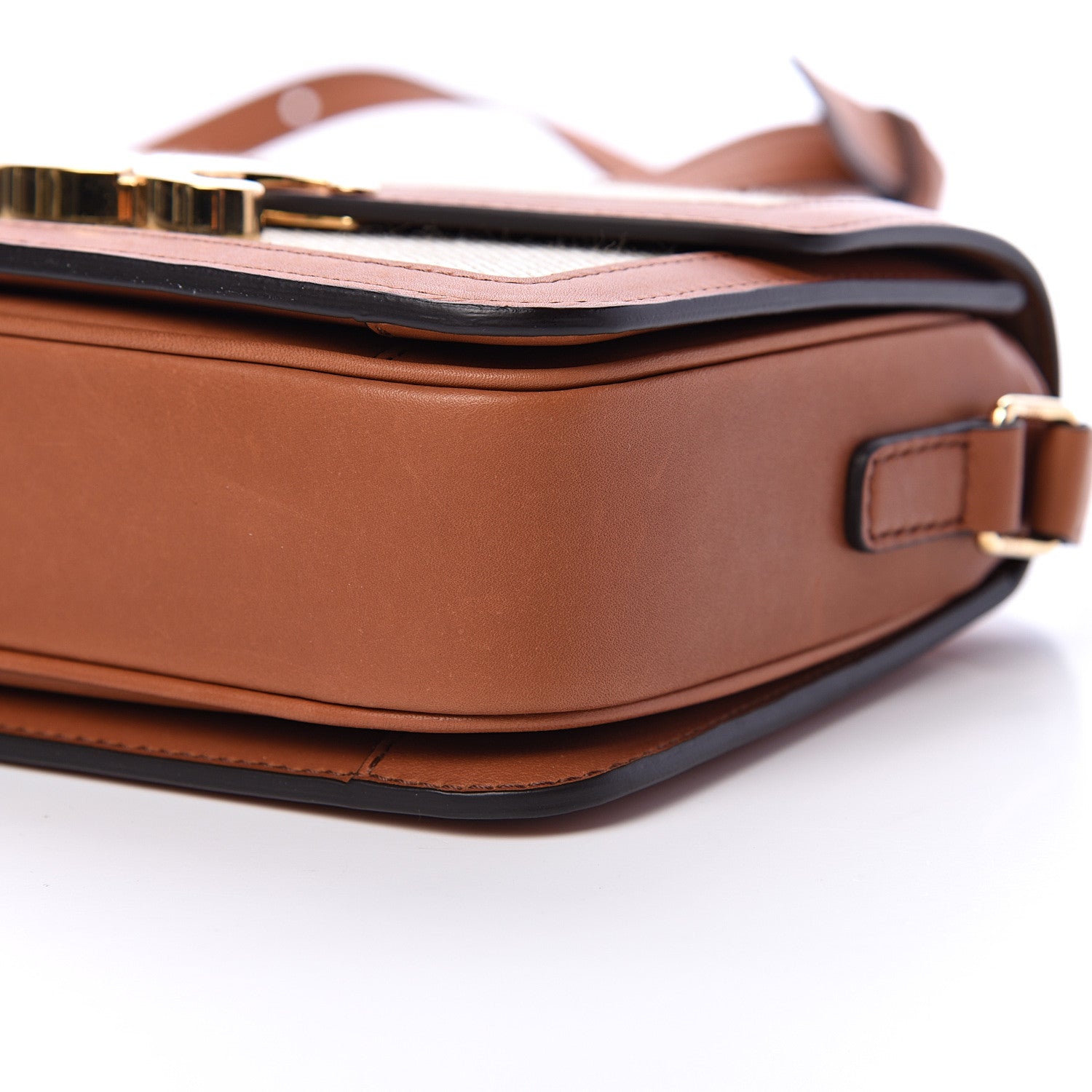 Celine Textile Natural Calfskin Teen Triomphe White Tan 10 of 10
