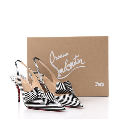 Christian Louboutin Patent Stripes Clare Nodo 80 Pumps 39 Black White 10 of 10
