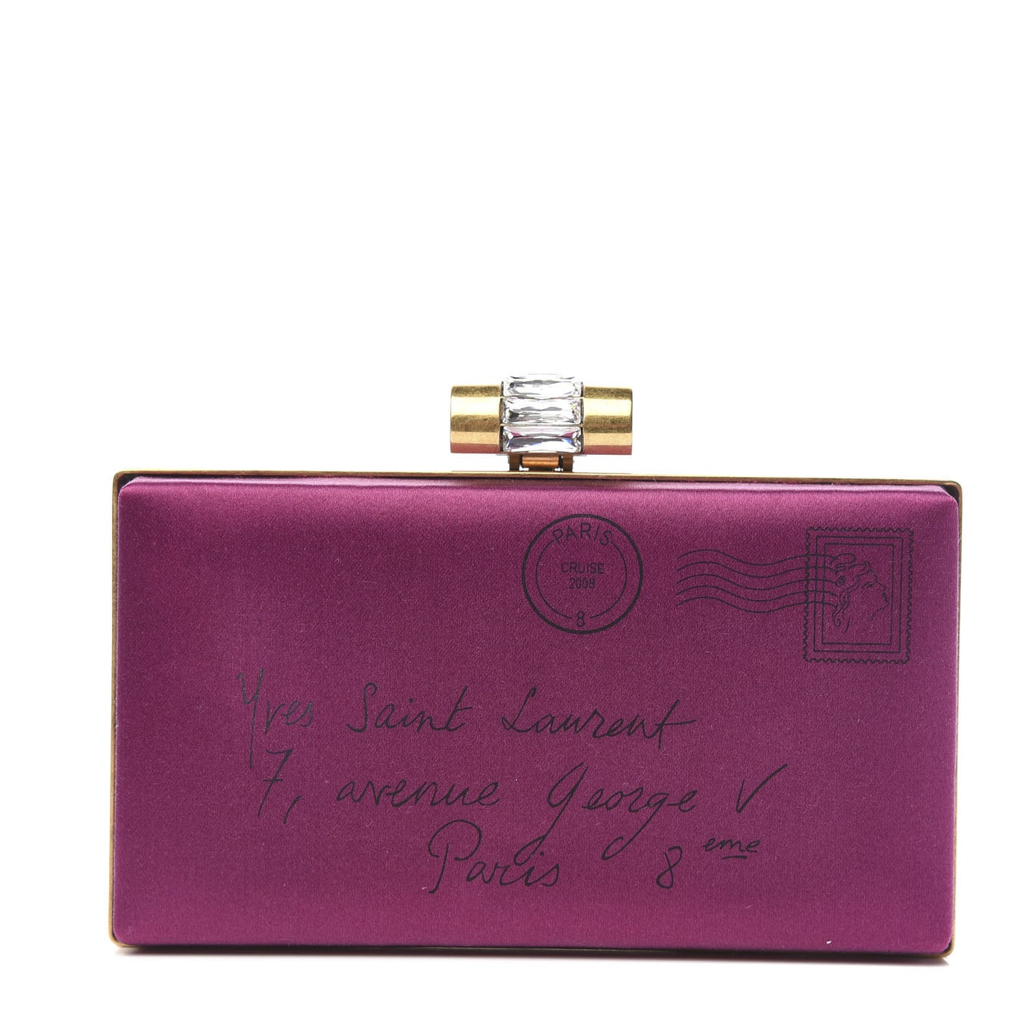 Satin Y Mail Clutch Purple