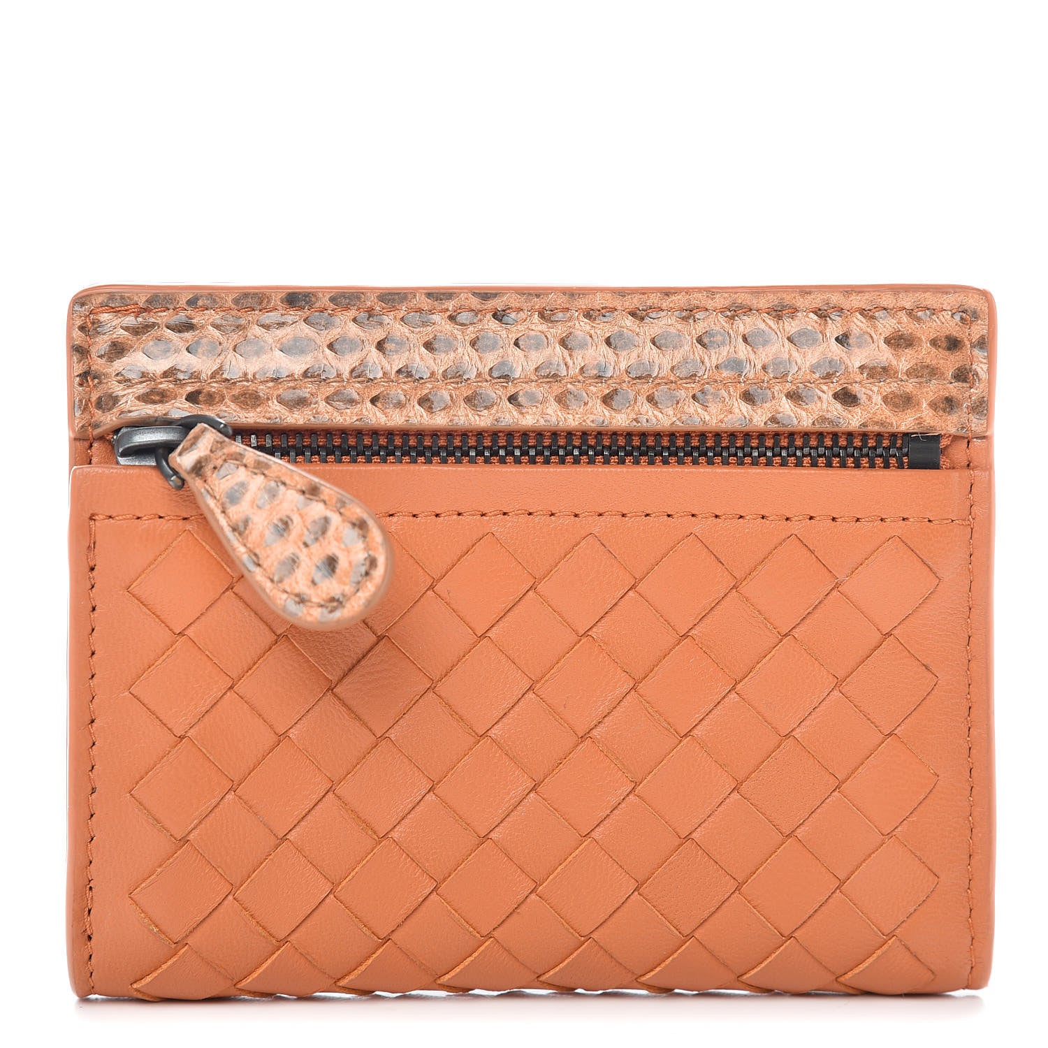 Bottega Veneta Nappa Ayers Intrecciato Card Wallet Orange 1 of 11