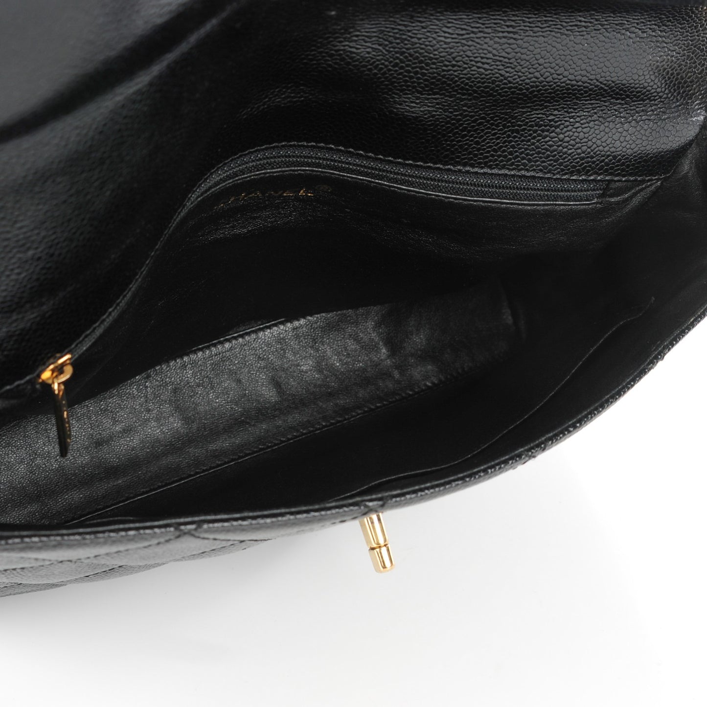 Caviar Quilted Single Flap Black