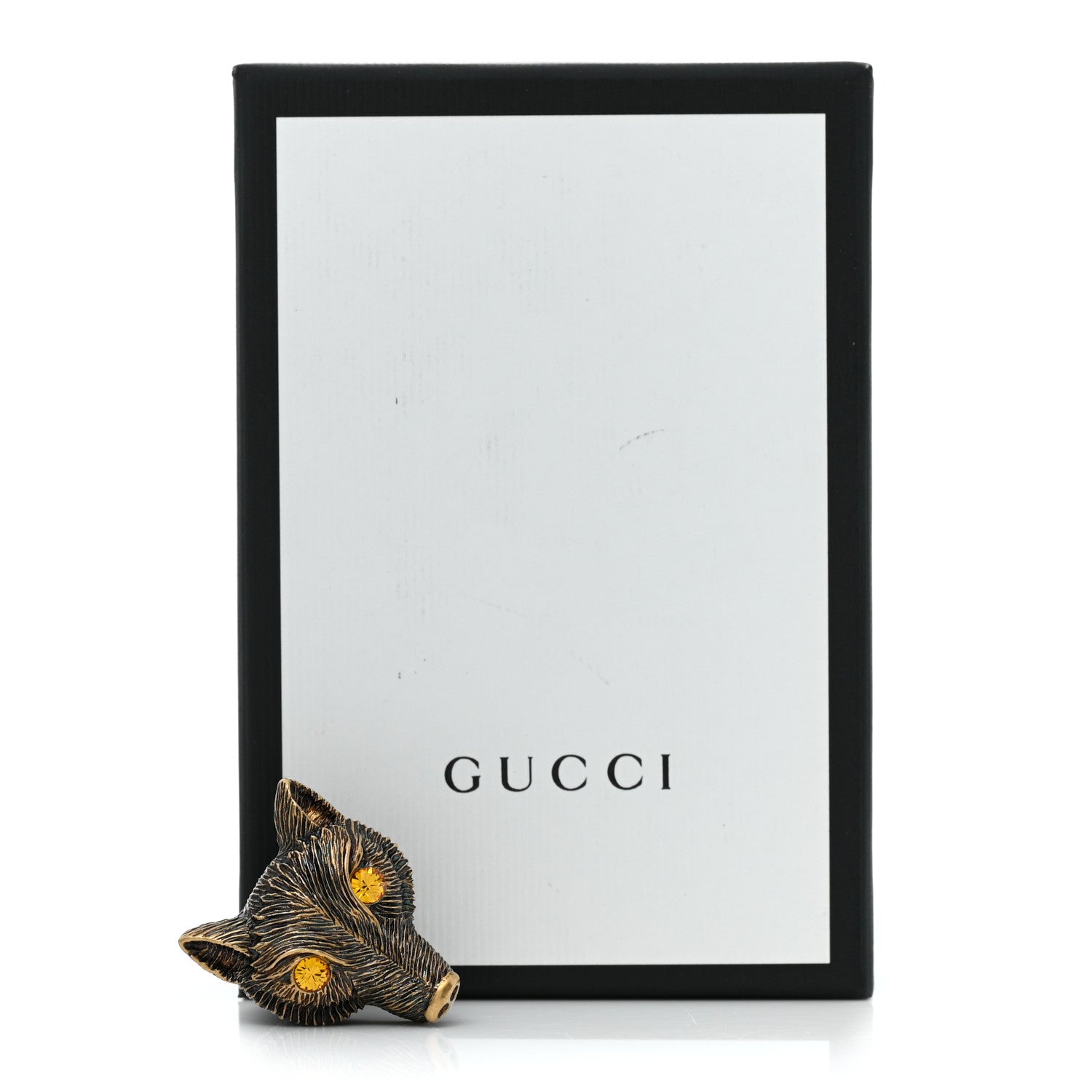 Gucci Crystal Fox Ring 6.25 Aged Gold 7 of 7