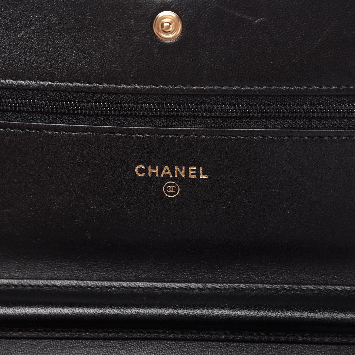 Patent Calfskin Quilted Boy Wallet On Chain WOC Black