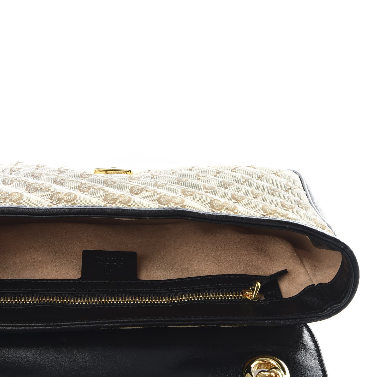 Monogram Matelasse Diagonal Small GG Marmont Shoulder Bag Beige Black