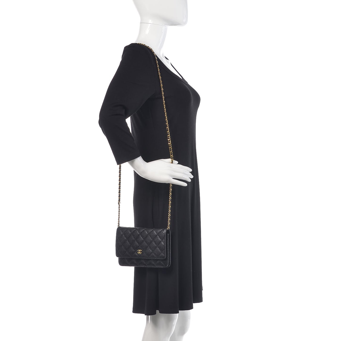 Caviar Quilted Wallet On Chain WOC Black