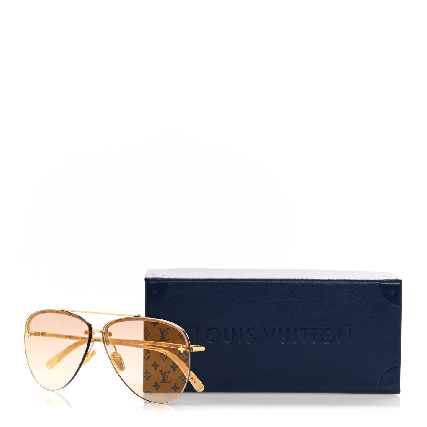 Metal Monogram LV Pilot Light Sunglasses Z1913U Gold Gradiant Brown