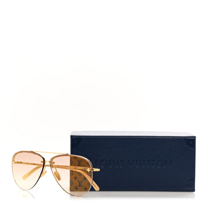 Louis Vuitton Metal Monogram LV Pilot Light Sunglasses Z1913U Gold Gradiant Brown 8 of 8