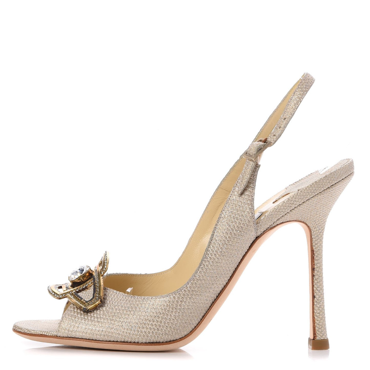 Glitter Karung Crystal Flint 100 Slingback Pump 38 Gold