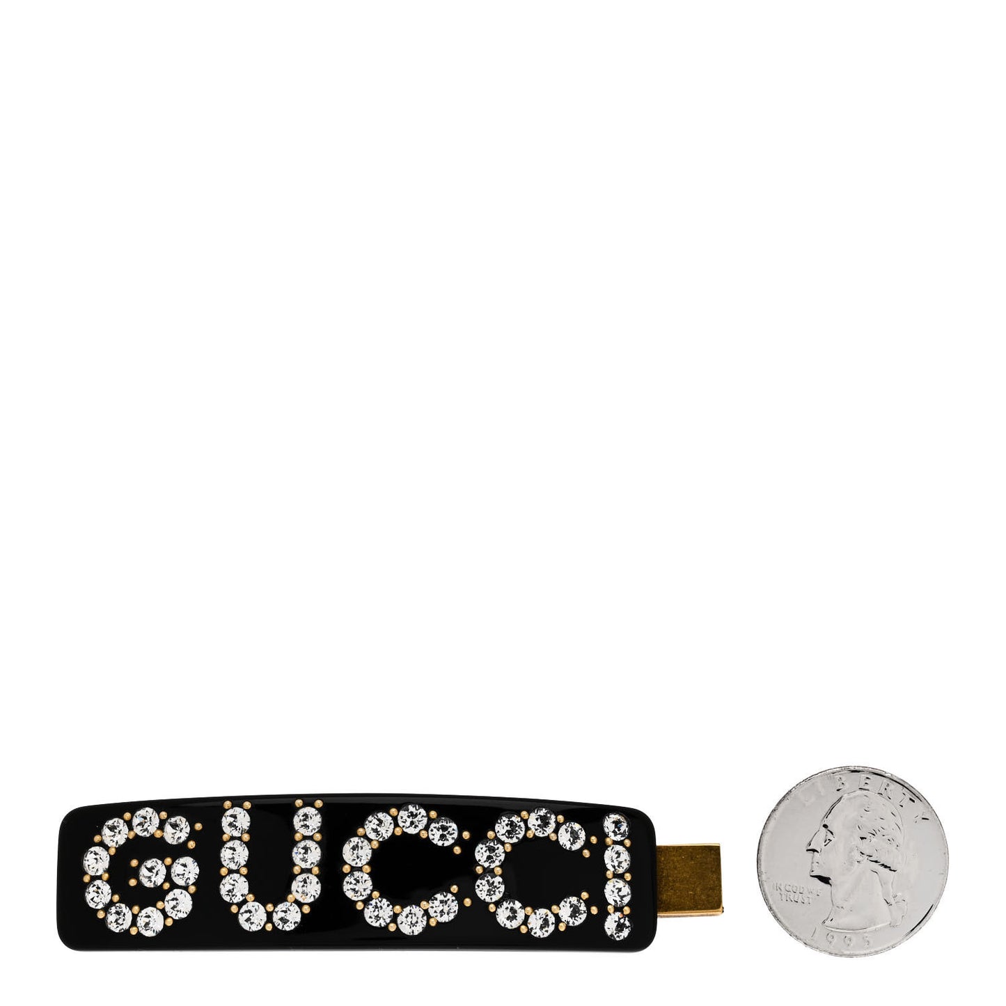 Resin Crystal Single Hair Barrette Black