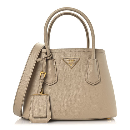 Prada Saffiano Cuir Mini Double Bag Sabbia 1 of 10