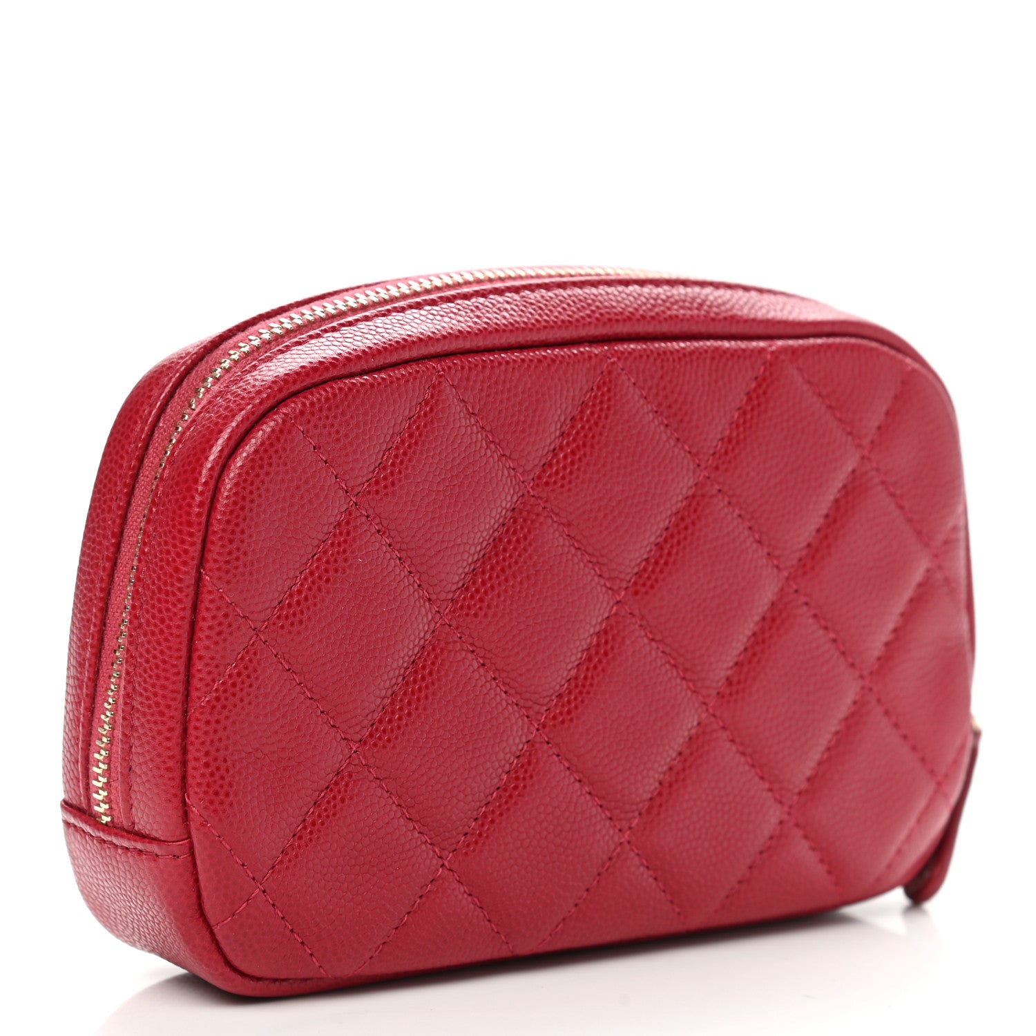 Chanel Caviar Quilted Small Curvy Pouch Cosmetic Case Dark Pink 3 of 7