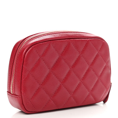 Chanel Caviar Quilted Small Curvy Pouch Cosmetic Case Dark Pink 3 of 7