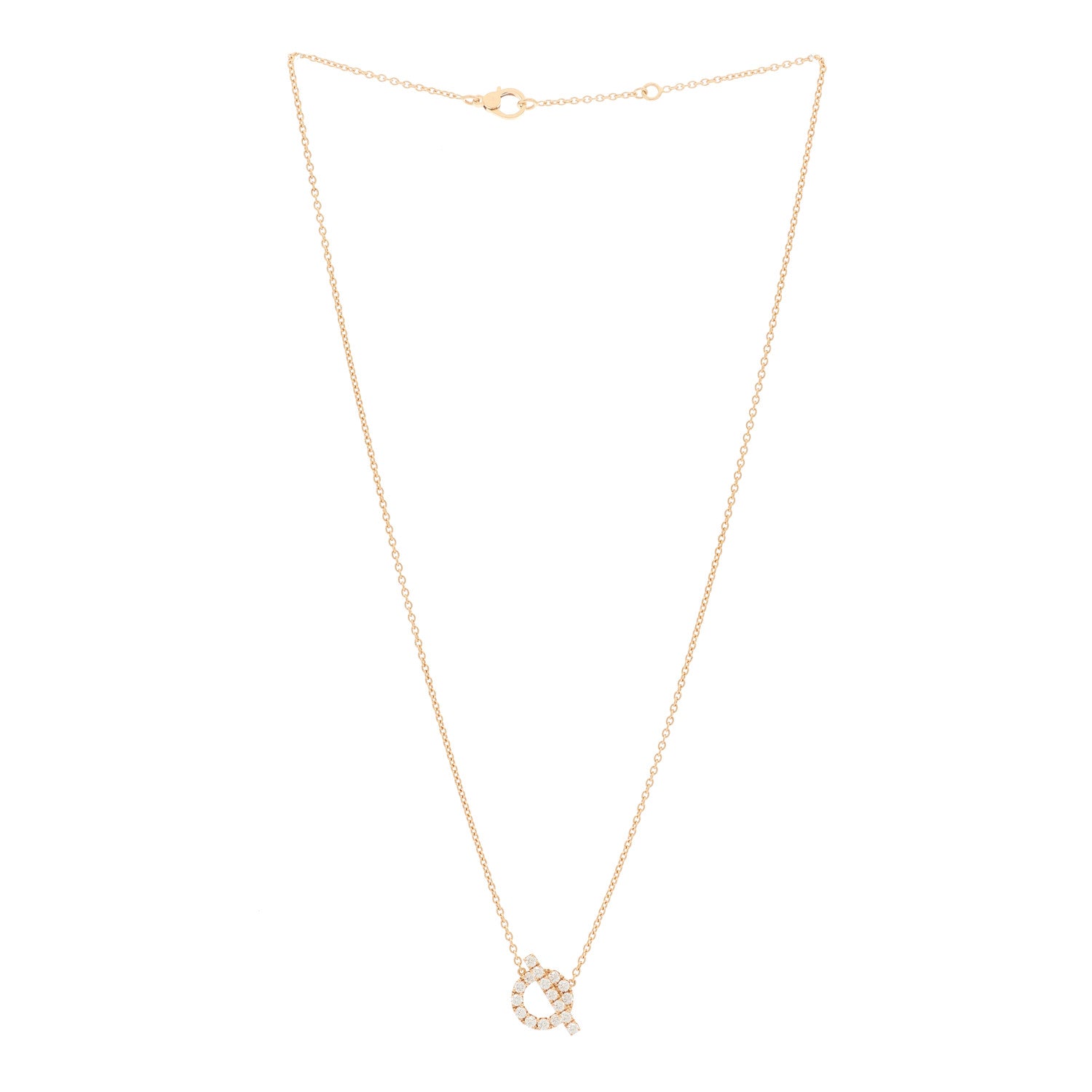 Hermes 18K Rose Gold Diamond Finesse Pendant Necklace 3 of 6