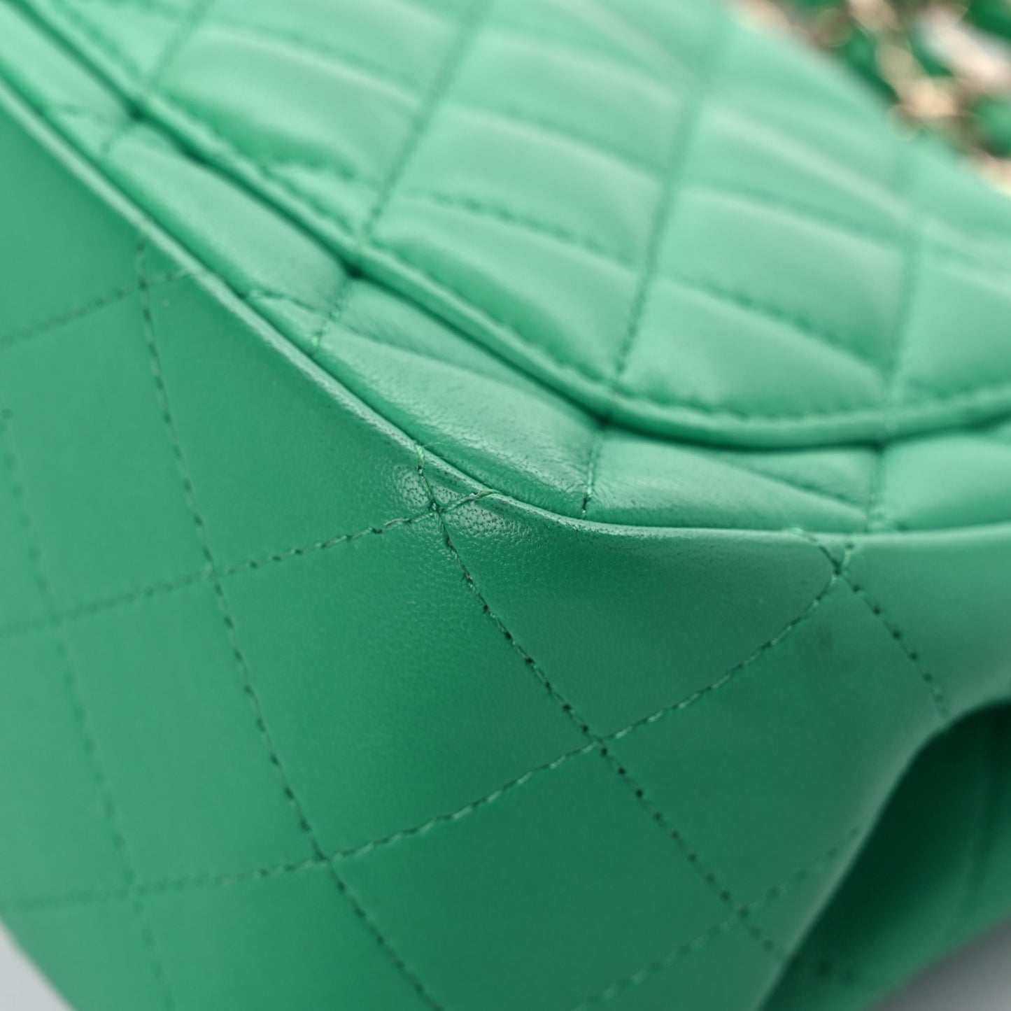Lambskin Quilted Mini Square Flap Green