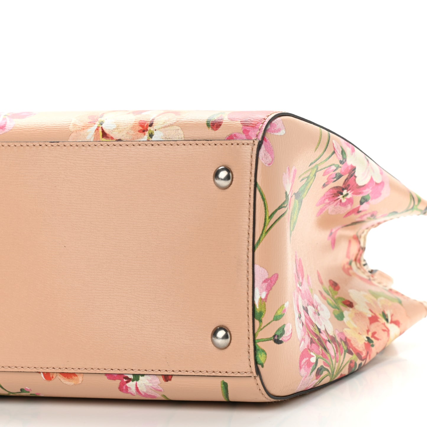 Shangai Calfskin Blooms Print Medium Bamboo Shopper Tote Pink Apricot Multicolor