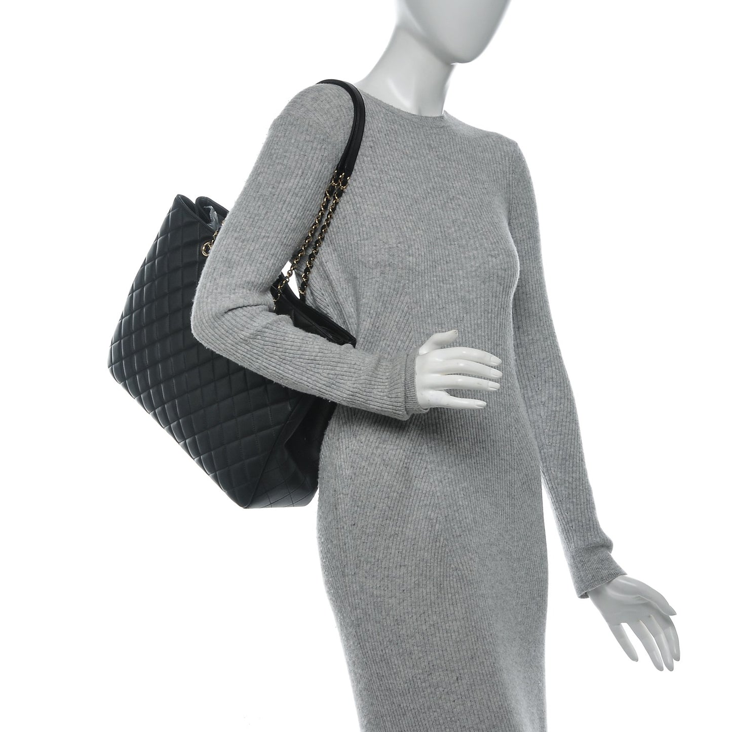 Calfskin Quilted Timeless Tote Black