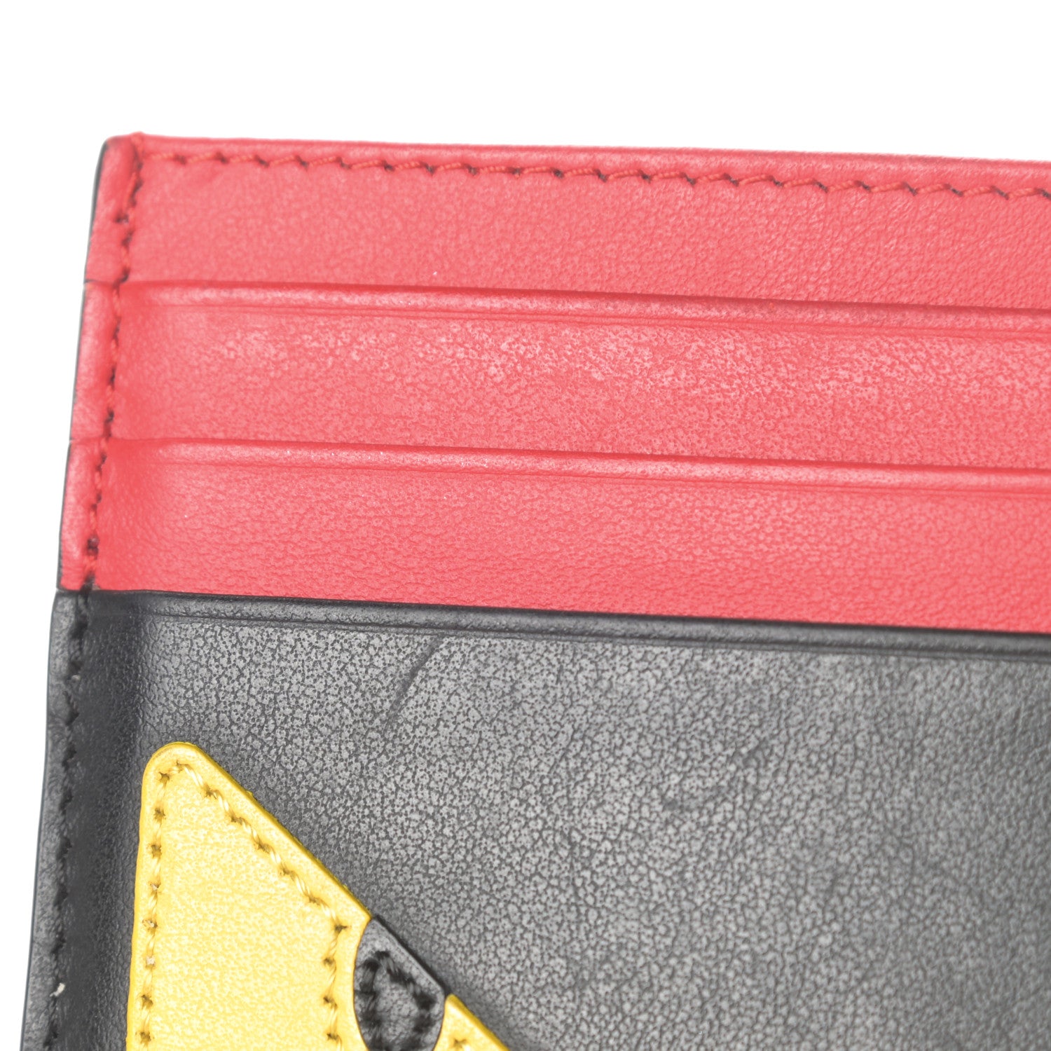 Fendi Vitello Century Monster Eyes Inlay Card Holder Black Giallo Rosso 9 of 9