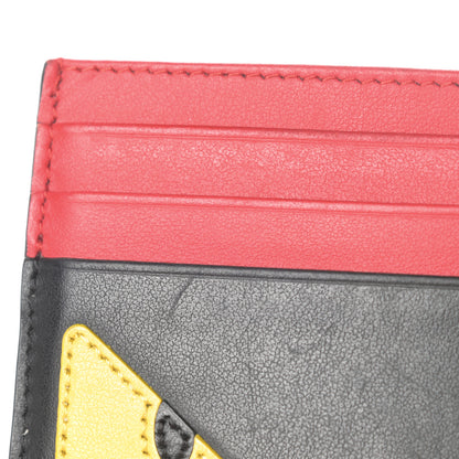 Fendi Vitello Century Monster Eyes Inlay Card Holder Black Giallo Rosso 9 of 9