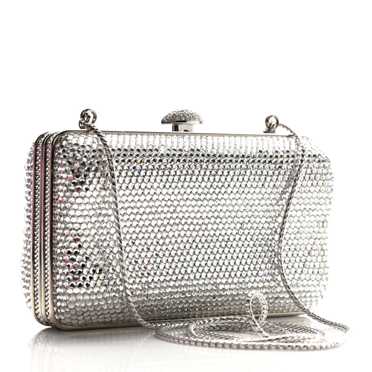 Swarovski Crystal Minaudiere Clutch Silver