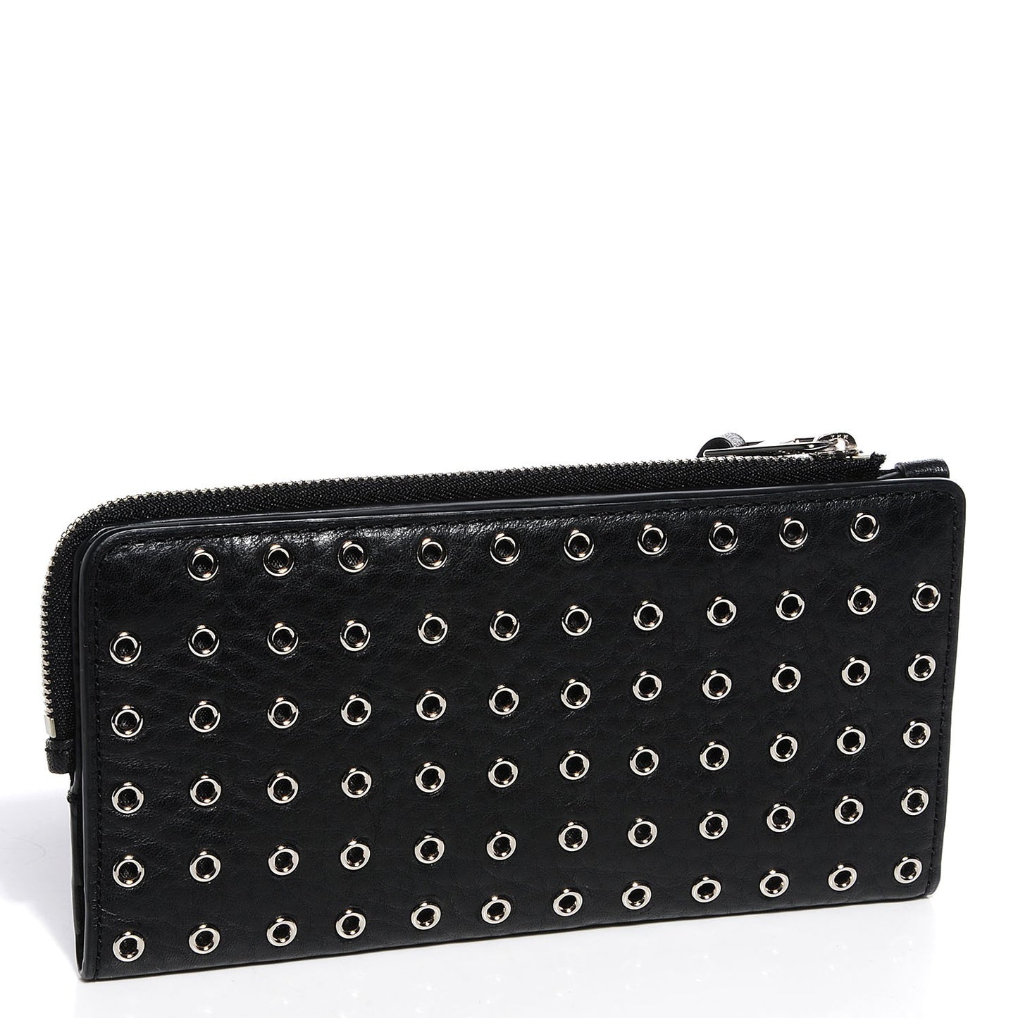 Leather Grommet Wallet Black