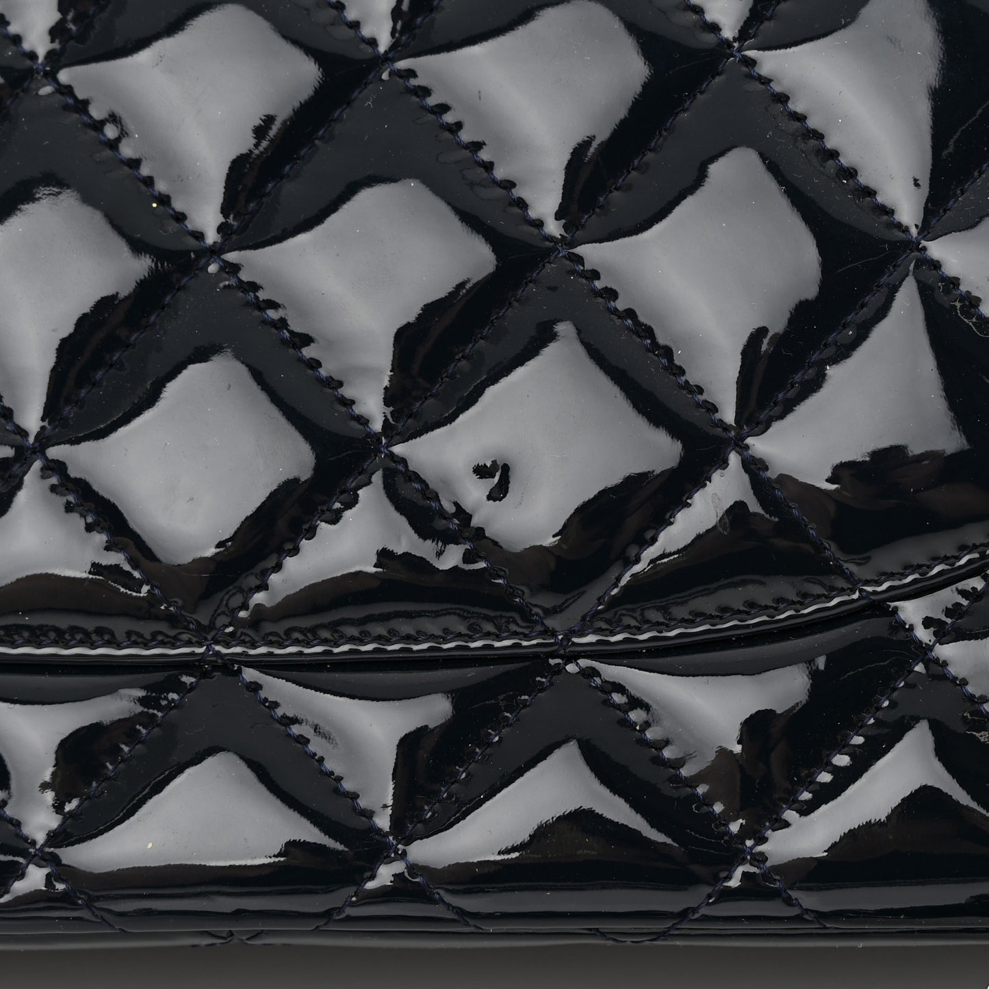 Patent Quilted Jumbo Double Flap Navy