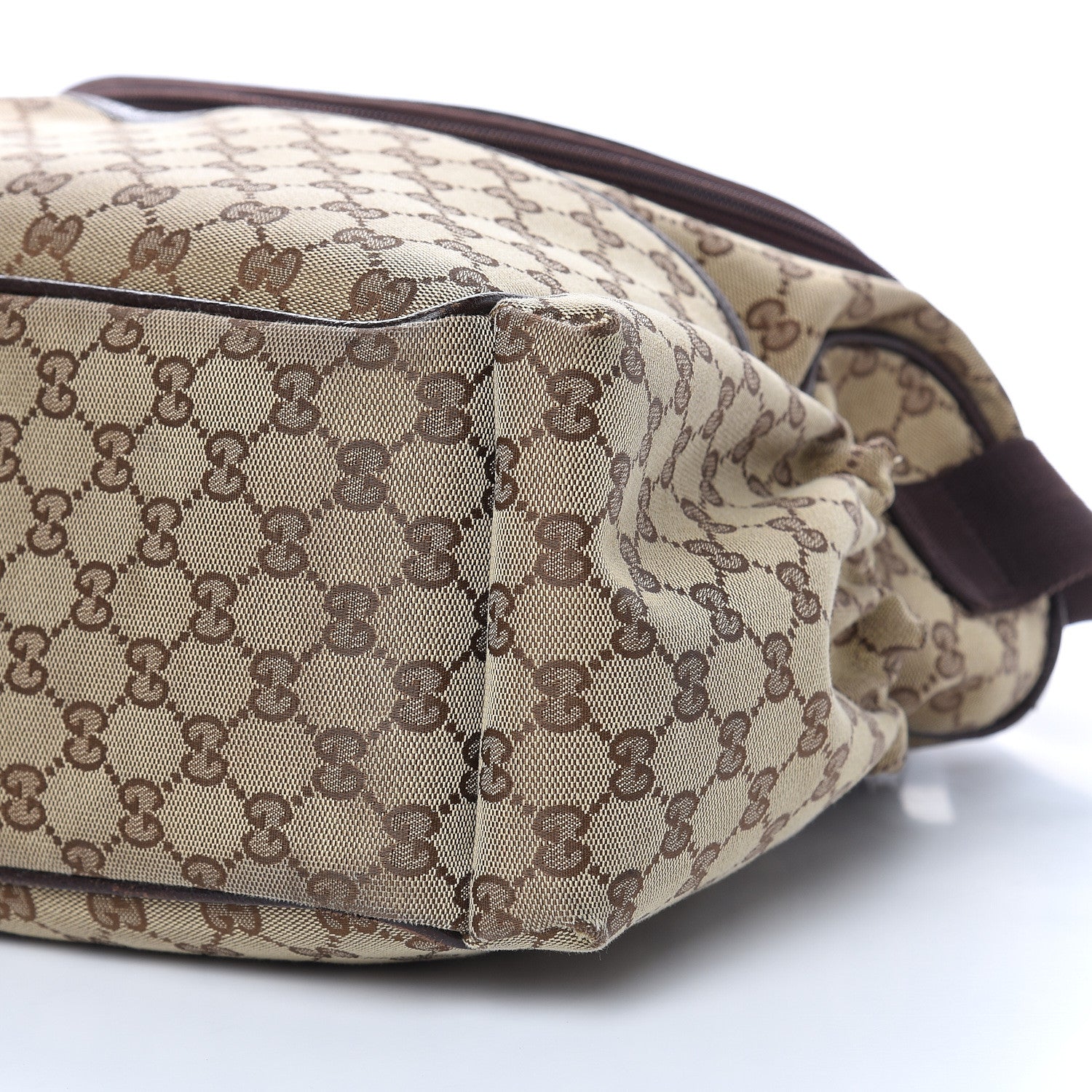 Gucci Monogram Natural Pigskin Large Diaper Bag Beige Ebony Cocoa Dark Chocolate 10 of 17