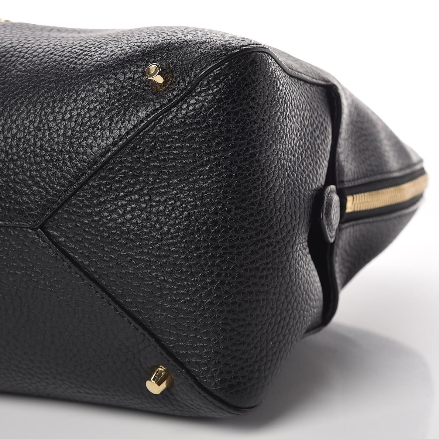 London Grainy Calfskin Medium Greenwood Bowling Bag Black