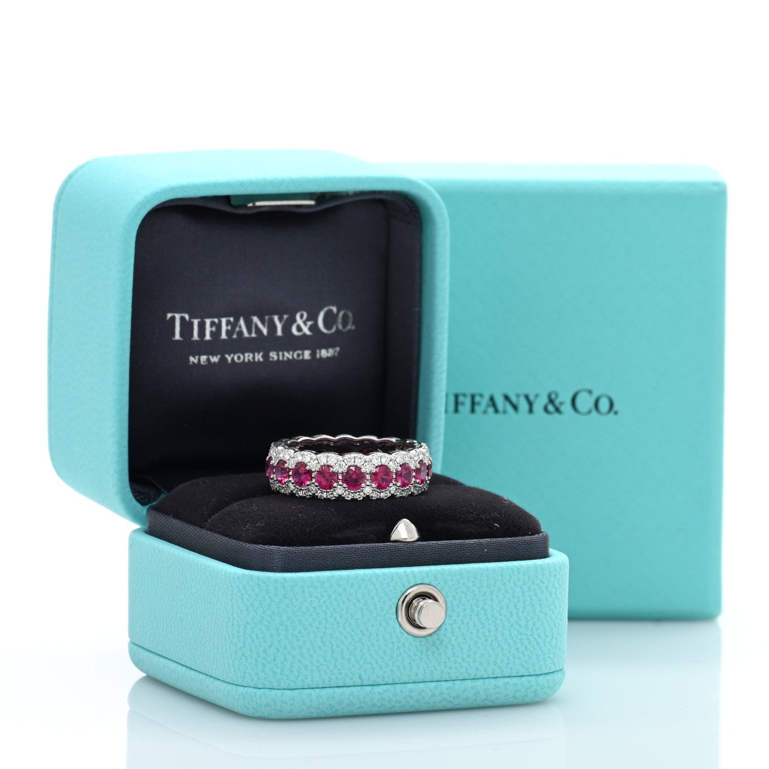 Tiffany Platinum Ruby Diamond Cobblestone Ring 52 6 5 of 5
