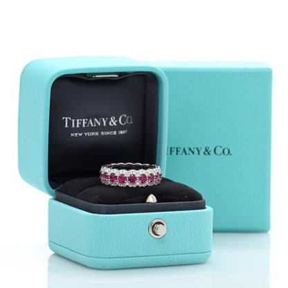 Tiffany Platinum Ruby Diamond Cobblestone Ring 52 6 5 of 5