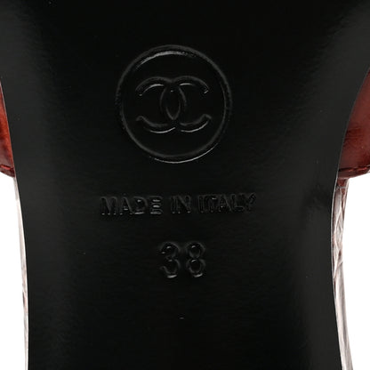 Chanel Crocodile Embossed Patent Calfskin Camellia Thong Sandals 38 Dark Red 7 of 10