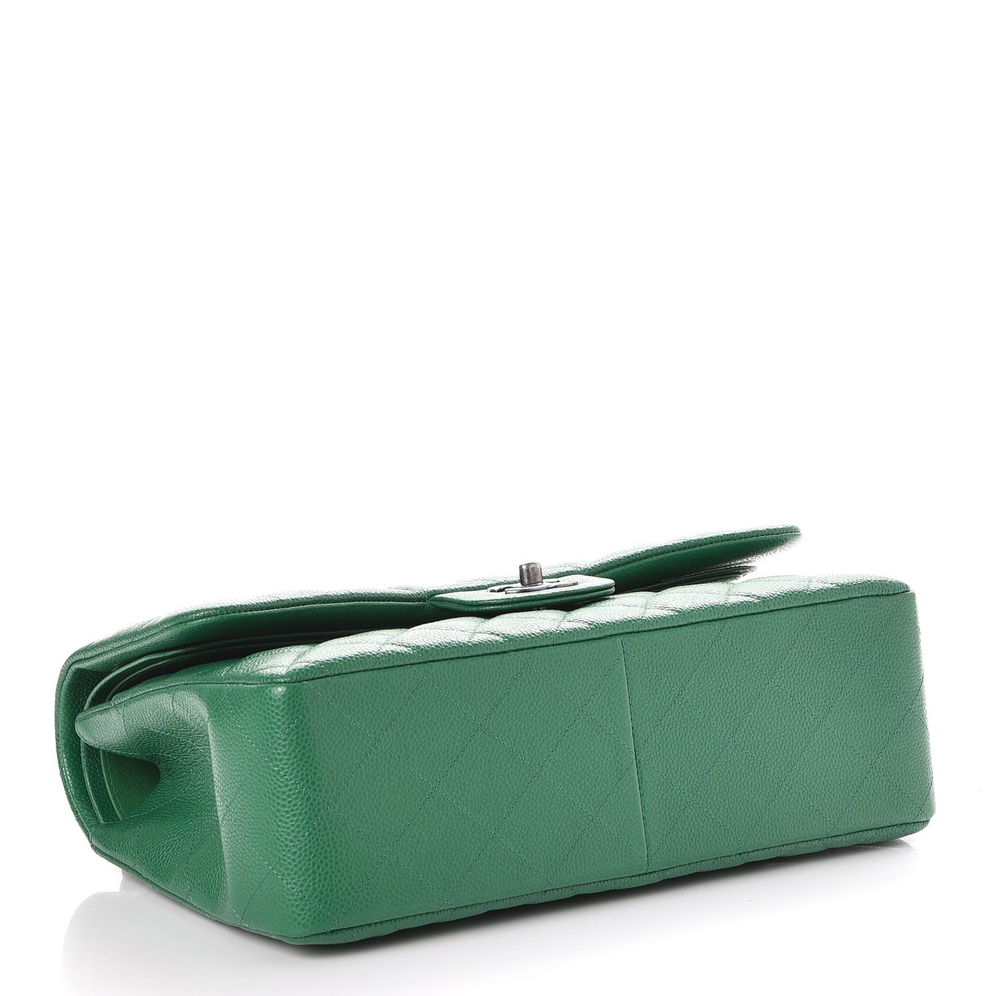 Caviar Quilted Jumbo Double Flap Green