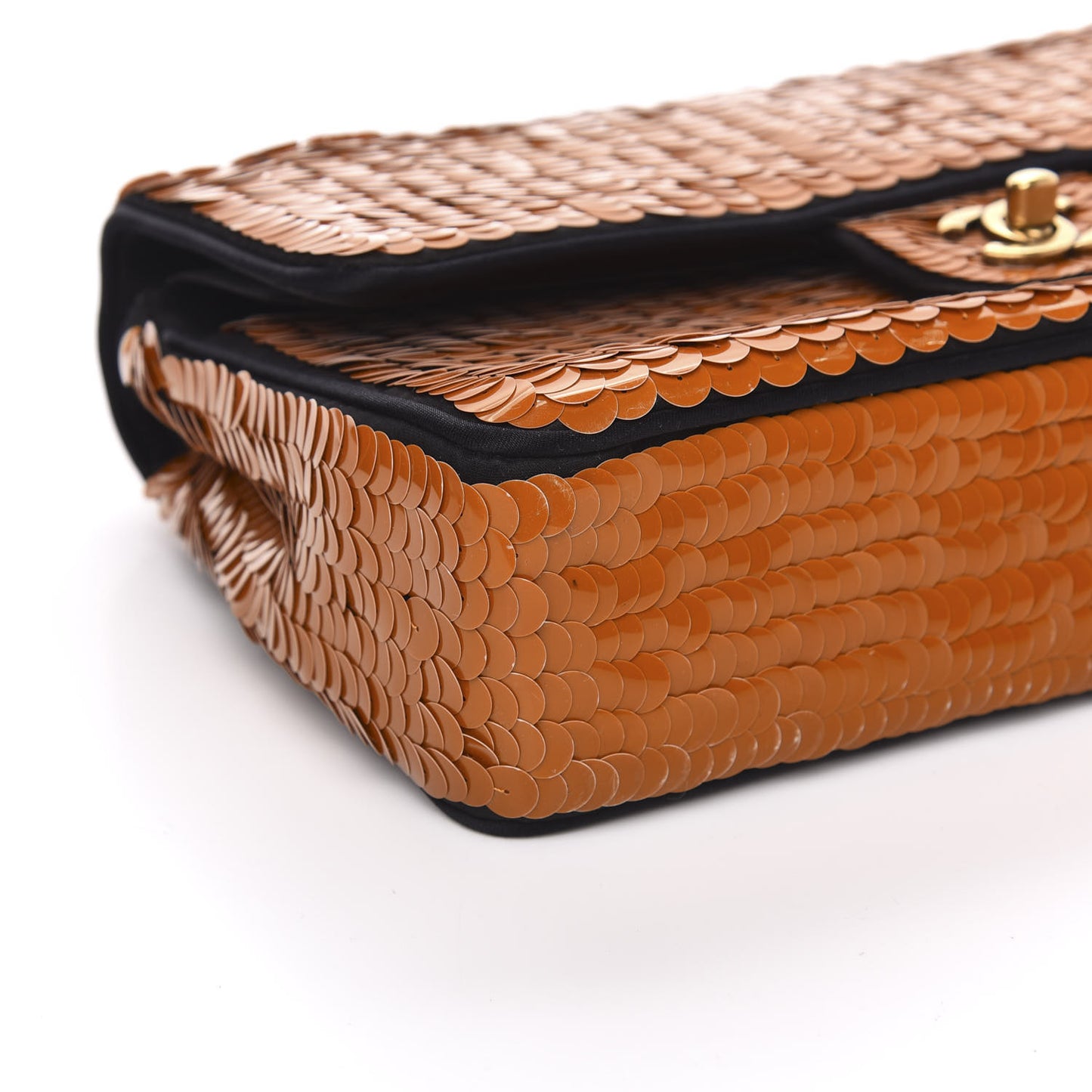 Satin Sequin Medium Paris Shanghai Double Flap Orange