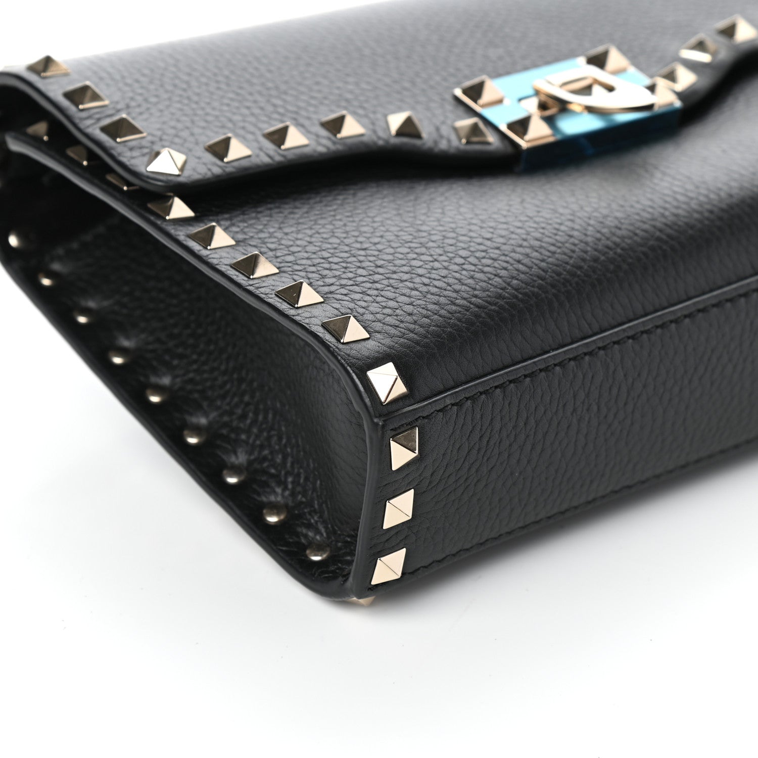 Valentino Garavani Pebbled Calfskin Medium Rockstud Flip Lock Crossbody Bag Black 8 of 9