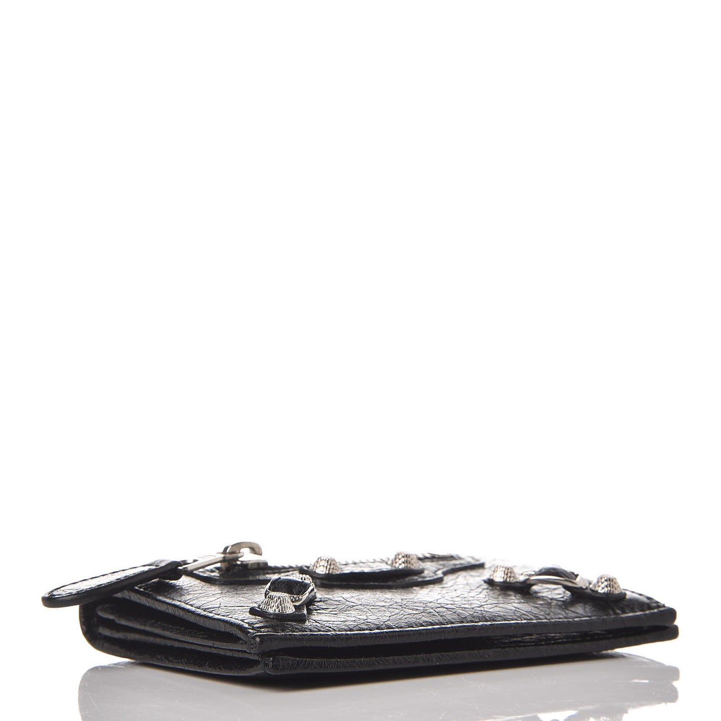 Agneau Giant 12 Silver Hardware Card Case Black