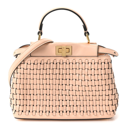 Fendi Vitello Grace Intreccio Mini Peekaboo Iconic Satchel Light Rose 1 of 9