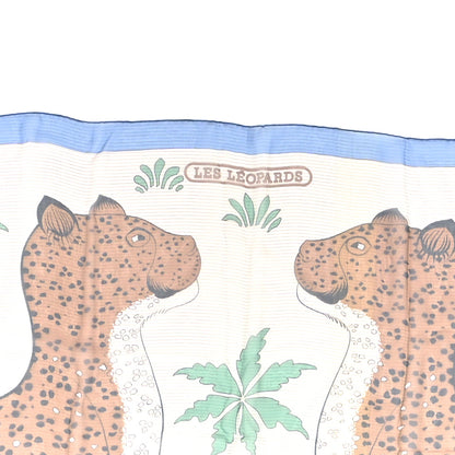Hermes Silk Les Leopards Shawl 140 Bleu Lavande Marro 2 of 4