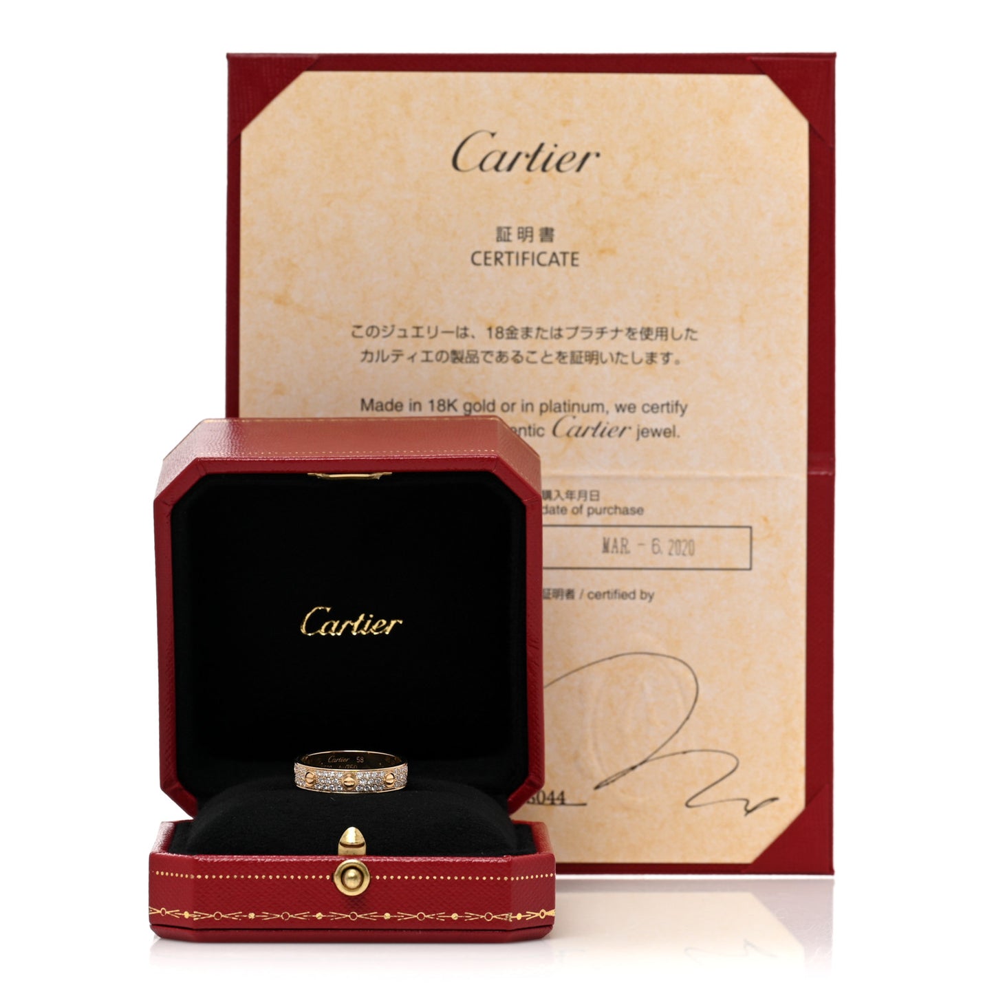 18K Yellow Gold Diamond 4mm LOVE Wedding Paved Band Ring 58 8.25