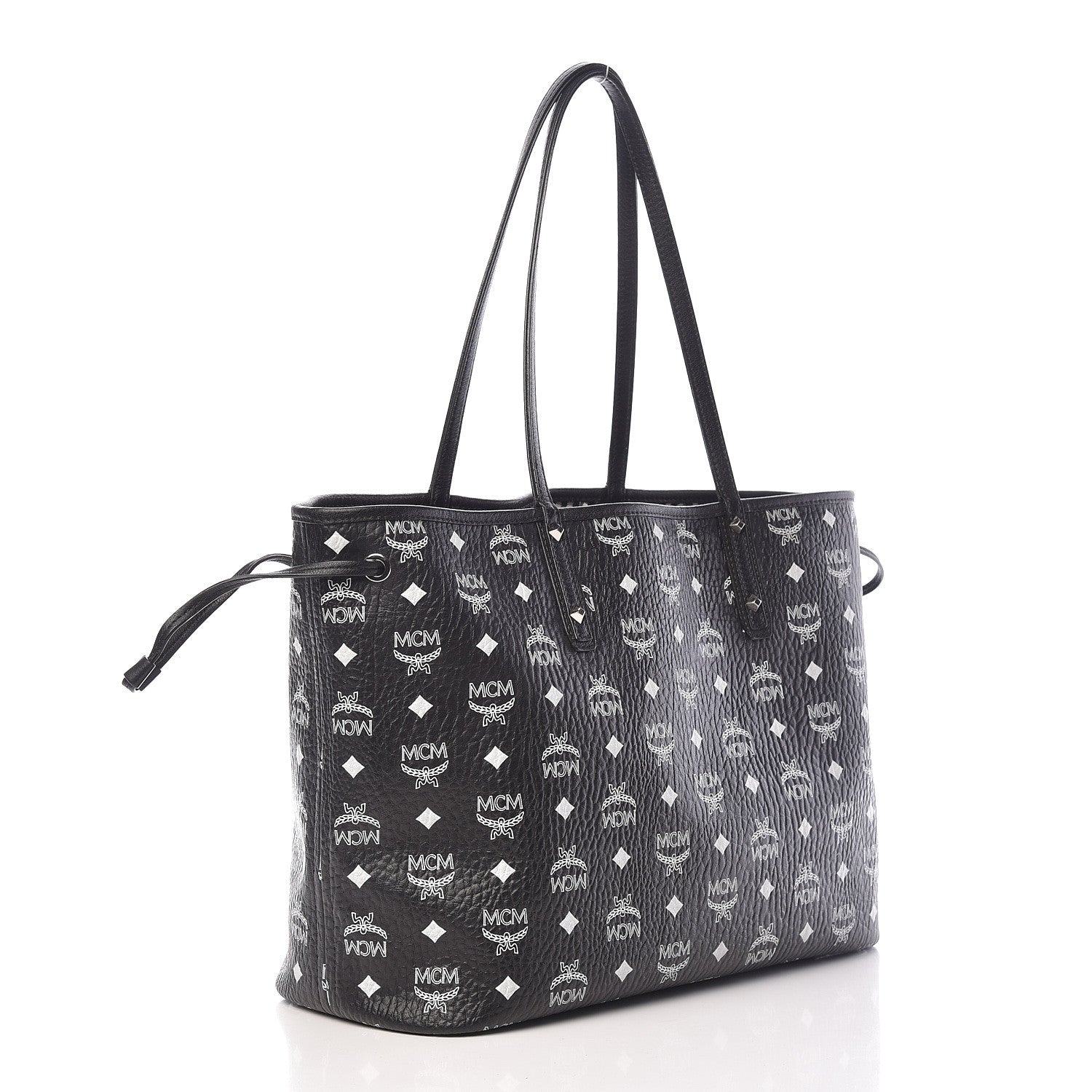 MCM Visetos Medium Reversible Shopper Tote Black 6 of 22