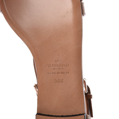 Valentino Garavani Nappa Rockstud Cross Strap Flat Sandals 39.5 Bright Cognac 6 of 8