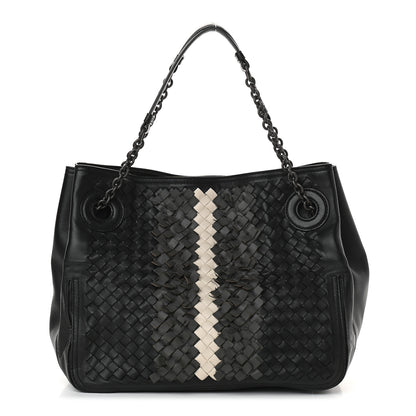 Bottega Veneta Nappa Intrecciato Frayed Accordion Shoulder Bag Black 1 of 8