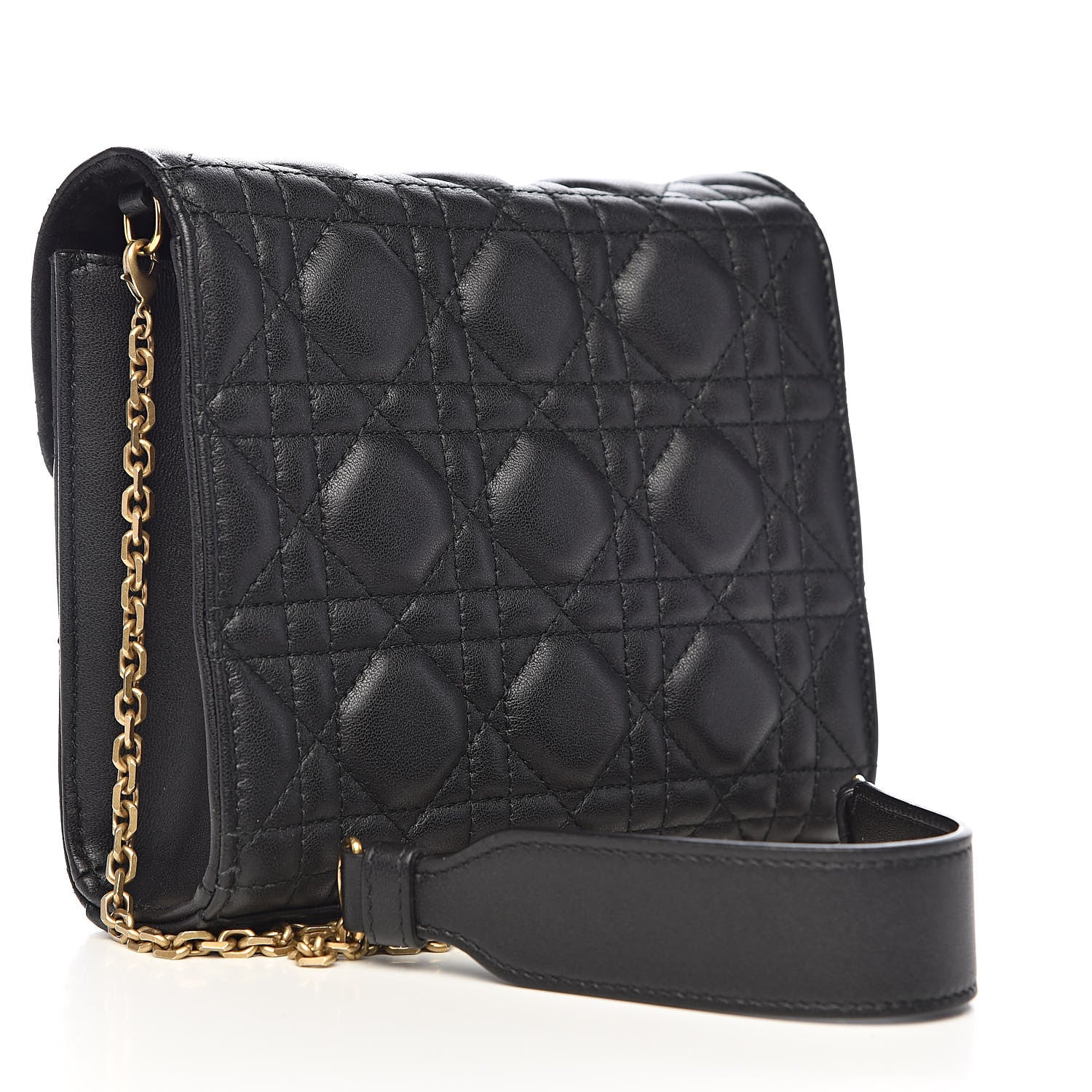 Christian Dior Lambskin Cannage Dioraddict Wallet on Chain Bag Black 4 of 9