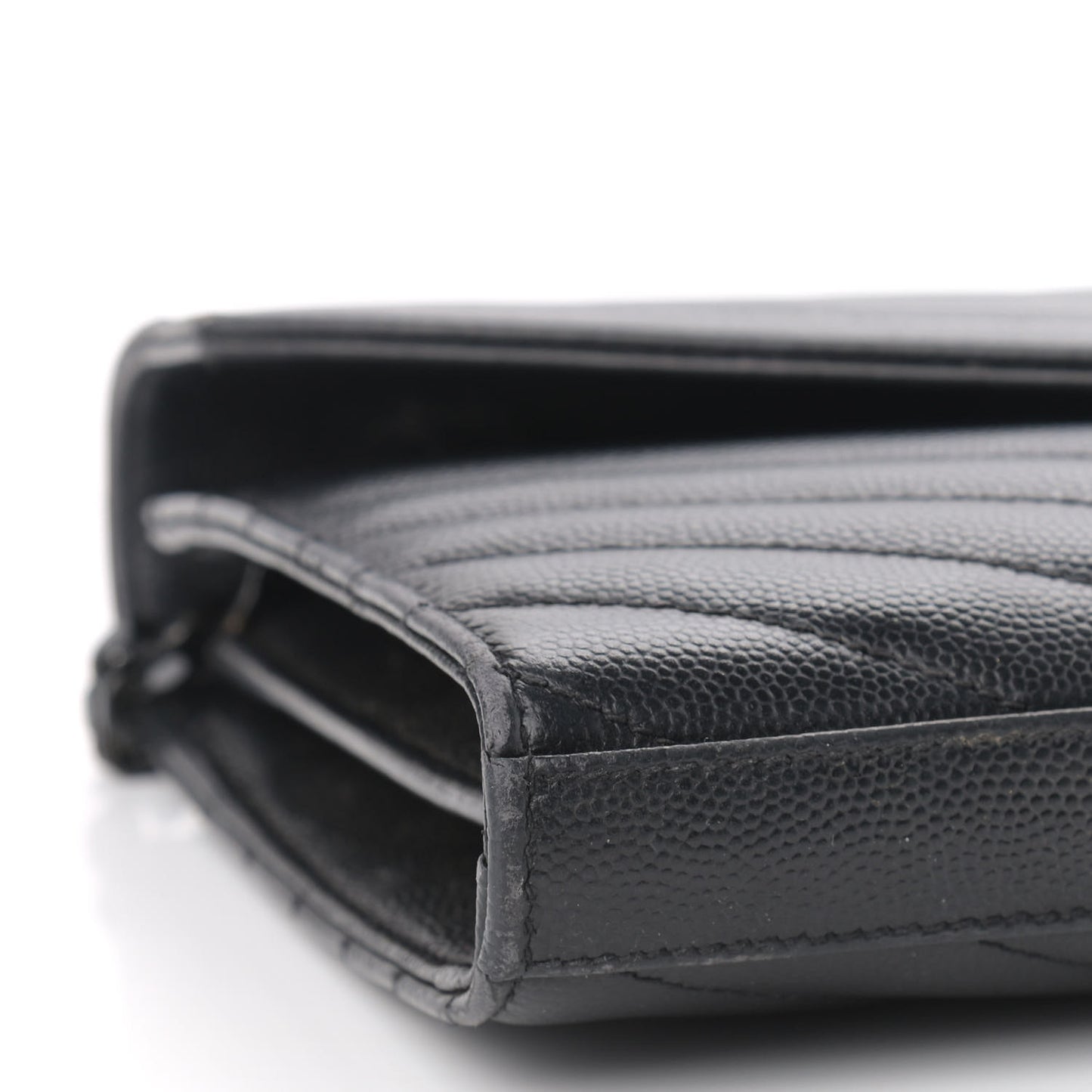 Grain De Poudre Matelasse Chevron Monogram Chain Wallet Black