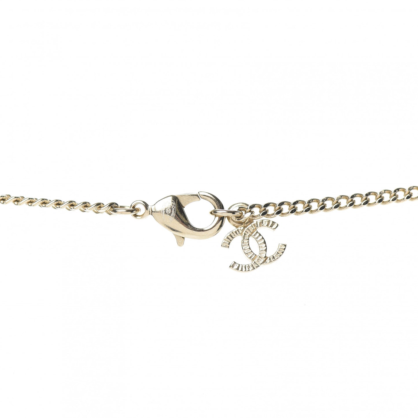 Enamel Crystal CC Camellia Pendant Necklace Beige Gold
