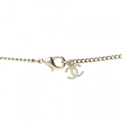 Chanel Enamel Crystal CC Camellia Pendant Necklace Beige Gold 5 of 6
